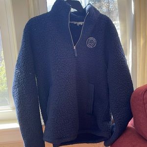 navy ivory ella quarter zip sherpa